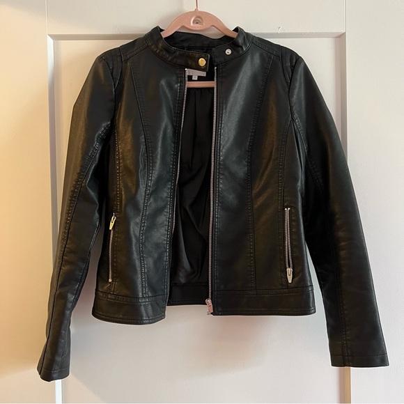 Vila Faux Leather Collarless Jacket - Picture 6 of 10